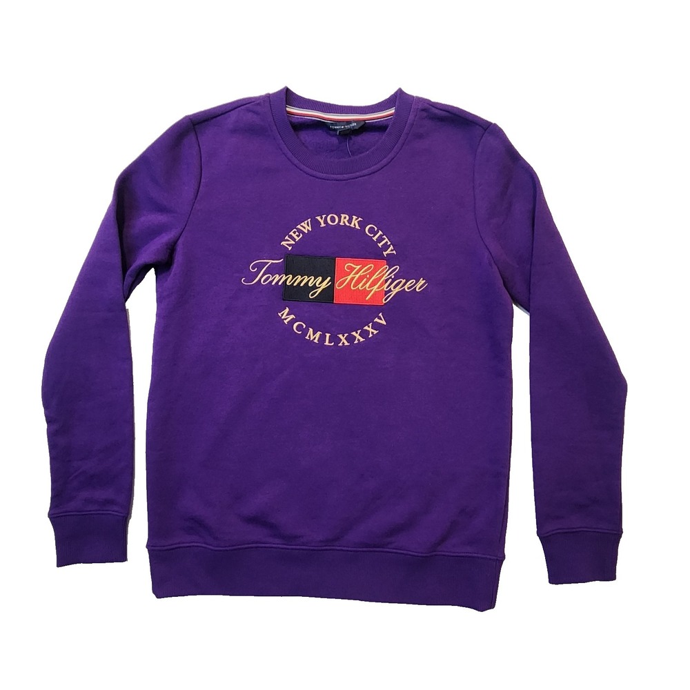 Tommy Hilfiger Womens Embroidered Logo Sweatshirt - Size XXS Purple $79